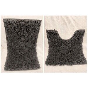 Bathroom Shaggy Gray Rugs Bath Mat 2 Piece Set Super Absorbent